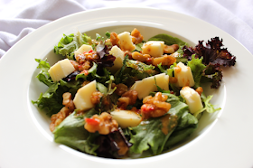 Mixed Greens and Herb Salad with Mozzarella Cubes