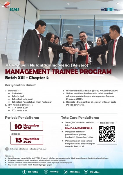 INFO LOWONGAN BUMN : MANAGEMENT TRAINEE PT RAJAWALI NUSANTARA INDONESIA (PERSERO) CHAPTER 2