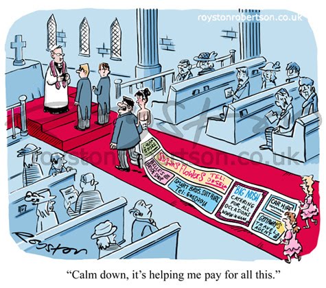 Wedding cartoon Counting the cost