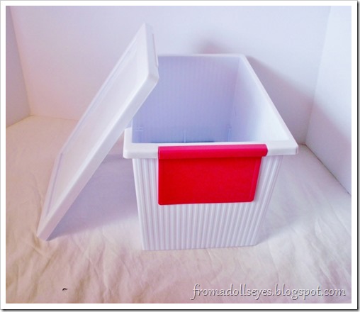 A cute storage container.  Perfect for crafts and doll stuff.