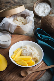 Sticky rice pudding, riz gluant à la crème de coco et mangues