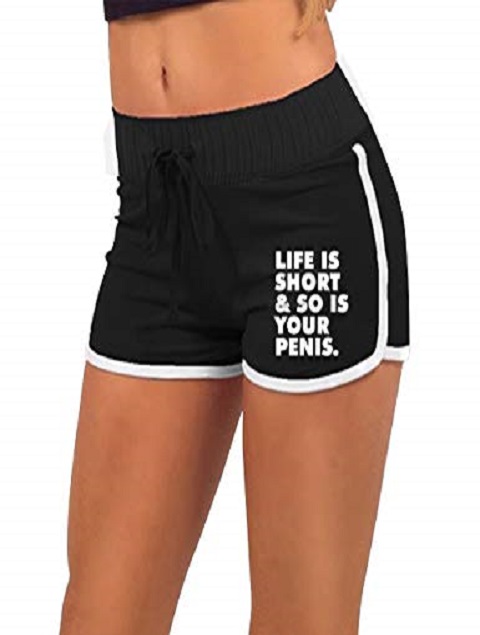  Amazon.com- UAMSHORT Women's Sexy Booty Shorts Life is Short So is Your Penis Low-Waist Sport Athletic Exercise Tight Pants