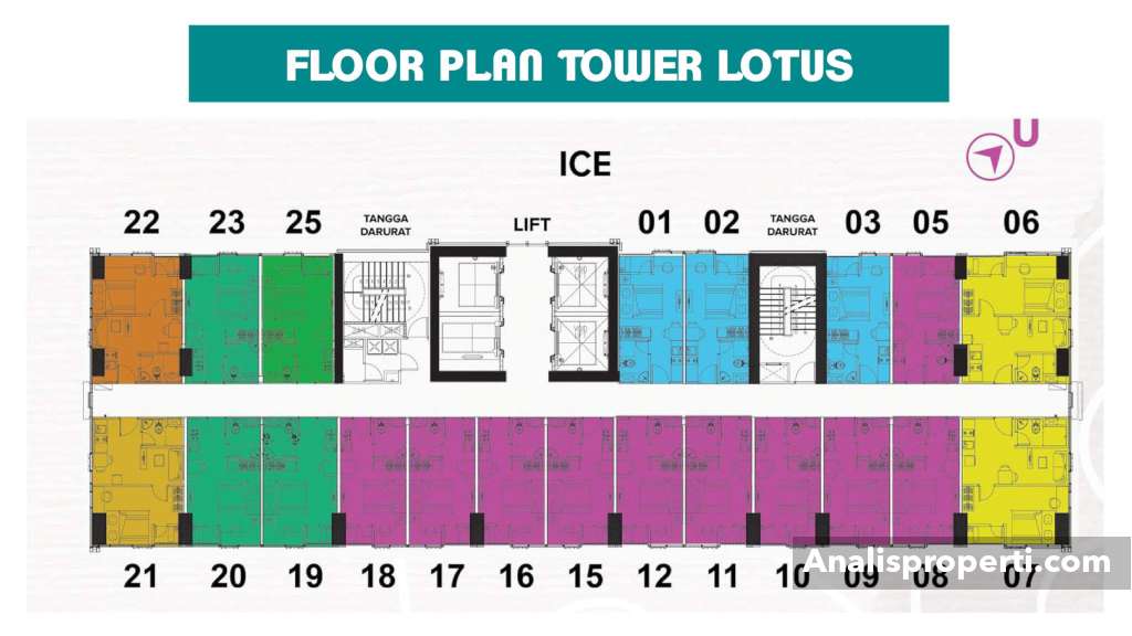 Denah Layout Apartemen B Residence Tower Lotus