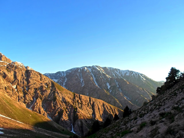 All ten bridges of Odjuk gorge, Varzob, mountains of Tajikistan