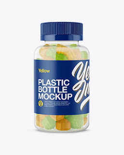 Download Free Packaging Plastic Bottle with Gummies Mockup