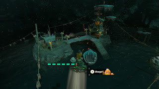 flying above a Yiga base in the water