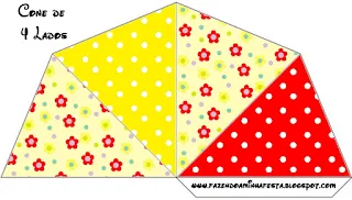 Red Flowers in Yellow, Free Printable Cones.