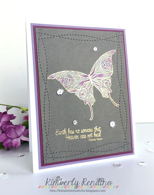 sympathy card | handmade card | clear stamps | butterfly | blogs for boobies | cancer fundraiser | susan g komen foundation | kimpletekreativity.blogspot.com| 