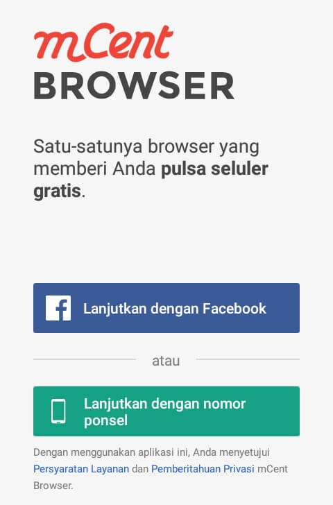 Silahkan Login menggunakan Facebook atau membuat akun dengan cara mendaftarkan nomor handphone.