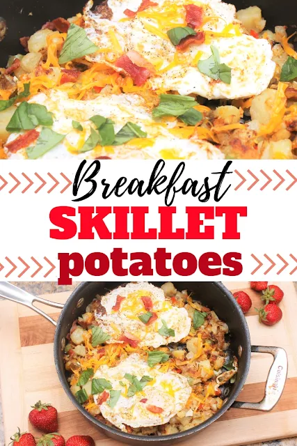 Make these quick and yummy breakfast skillet potatoes for your next holiday breakfast or brunch or family breakfast.