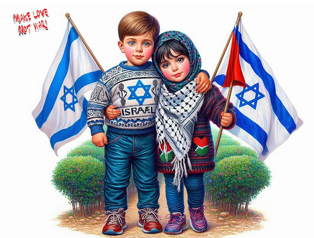 Småbarn for fred i Palestina. Laget ved hjelp av KI og PhotoShop.