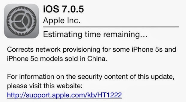 iOS 7.0.5, nuovo aggiornamento per iPhone 5S e 5C