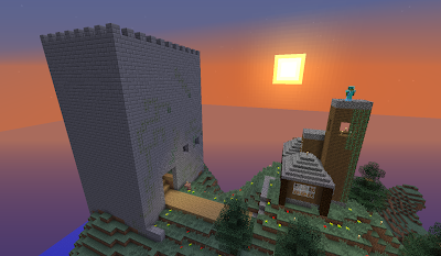 minecraft_castle_house_sunset