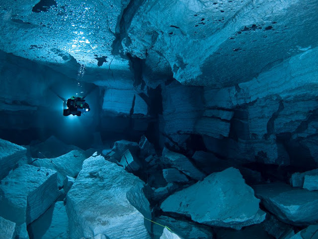 orda cave, russia, picture, depth, size, swim, diver