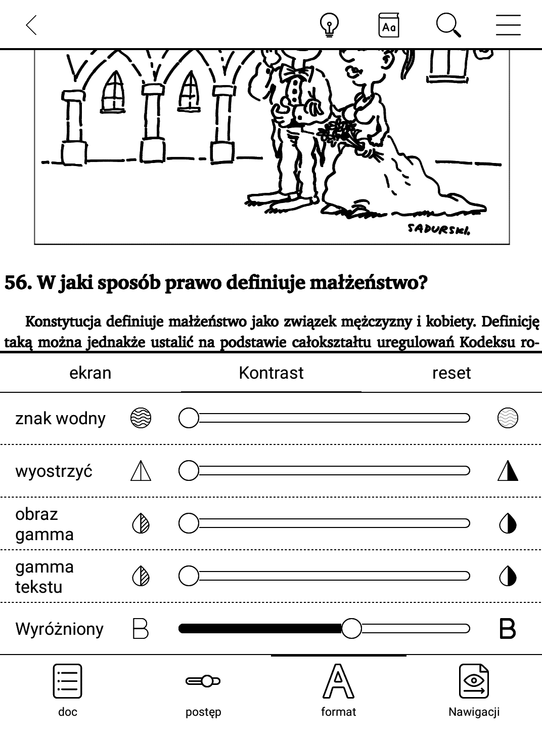 Czytnik e-booków Onyx Boox Poke 3 – strona pliku PDF z ustawionym pogrubieniem tekstu