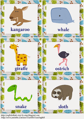 wild animals action verbs flashcards