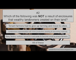 Which of the following was NOT a result of enclosures that wealthy landowners created on their land? Answer choices include: Tenant farmers had to give up farming and move to cities. Landowners experimented with more productive seeding & harvesting methods. Many factory workers moved to rural areas to become small business farmers. All of these.