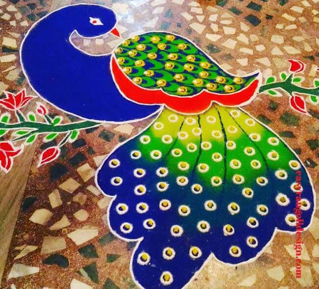 rangoli design for peacock for competition