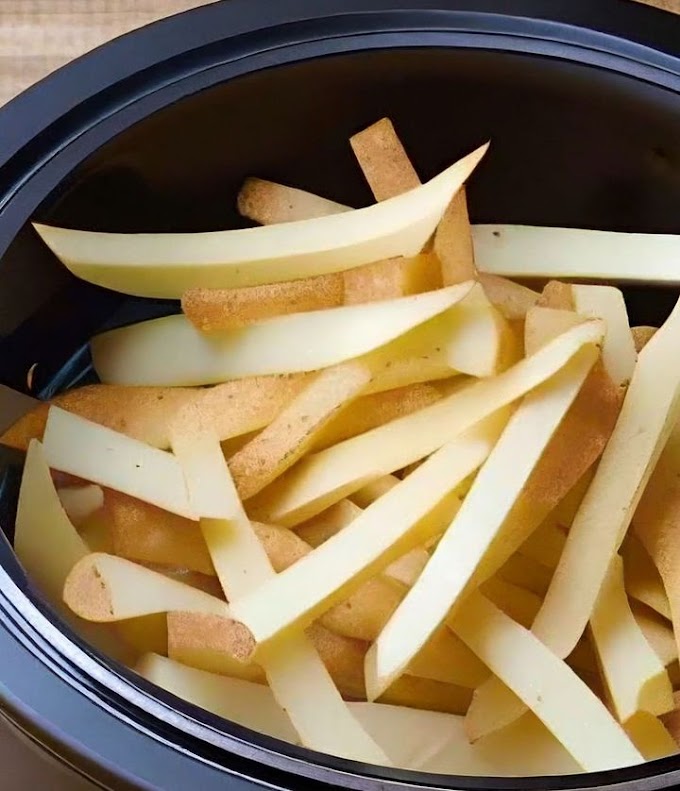 Mom dumps bag of frozen fries in slow cooker, makes tasty meal in no time.