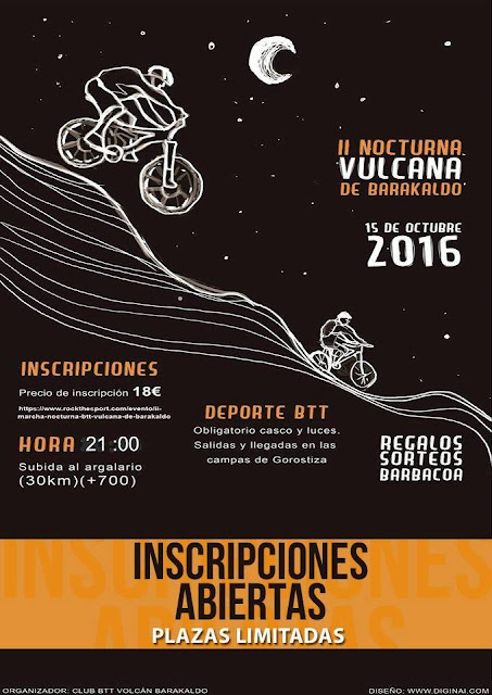 Cartel de la II Nocturna Vulcana de Barakaldo, del 15 de octubre de 2016