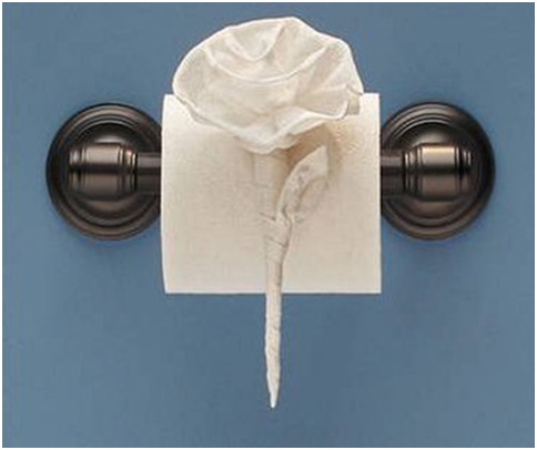 Bathroom decoration with paper tissue origami