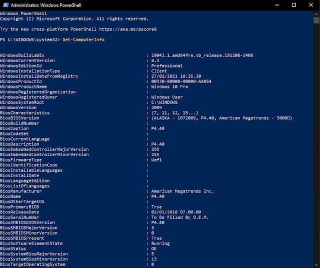 Cek Spesifikasi PC atau Laptop Windows 10 Melalui PowerShell