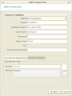 Ventana Add Connection (Desarrollo)