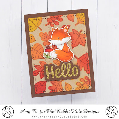 Fall Foxes Stamp and Die Set illustrated by Agota Pop, Falling Leaves Stamp and Stencil illustrated by Agota Pop, Hello - Scripty Word with Shadow Layer Dies, You've Been Framed - Layering Dies by The Rabbit Hole Designs #therabbitholedesignsllc #therabbitholedesigns #trhd