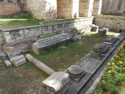 Place of excavations near Hagia Sophia, Istanbul, remnants ancient stone works