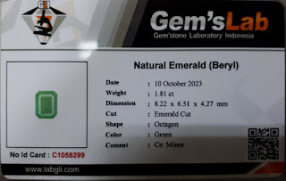 Batu Permata Natural Zamrud Emerald Beryl ZR015 Ikatan Perak HM Mewah