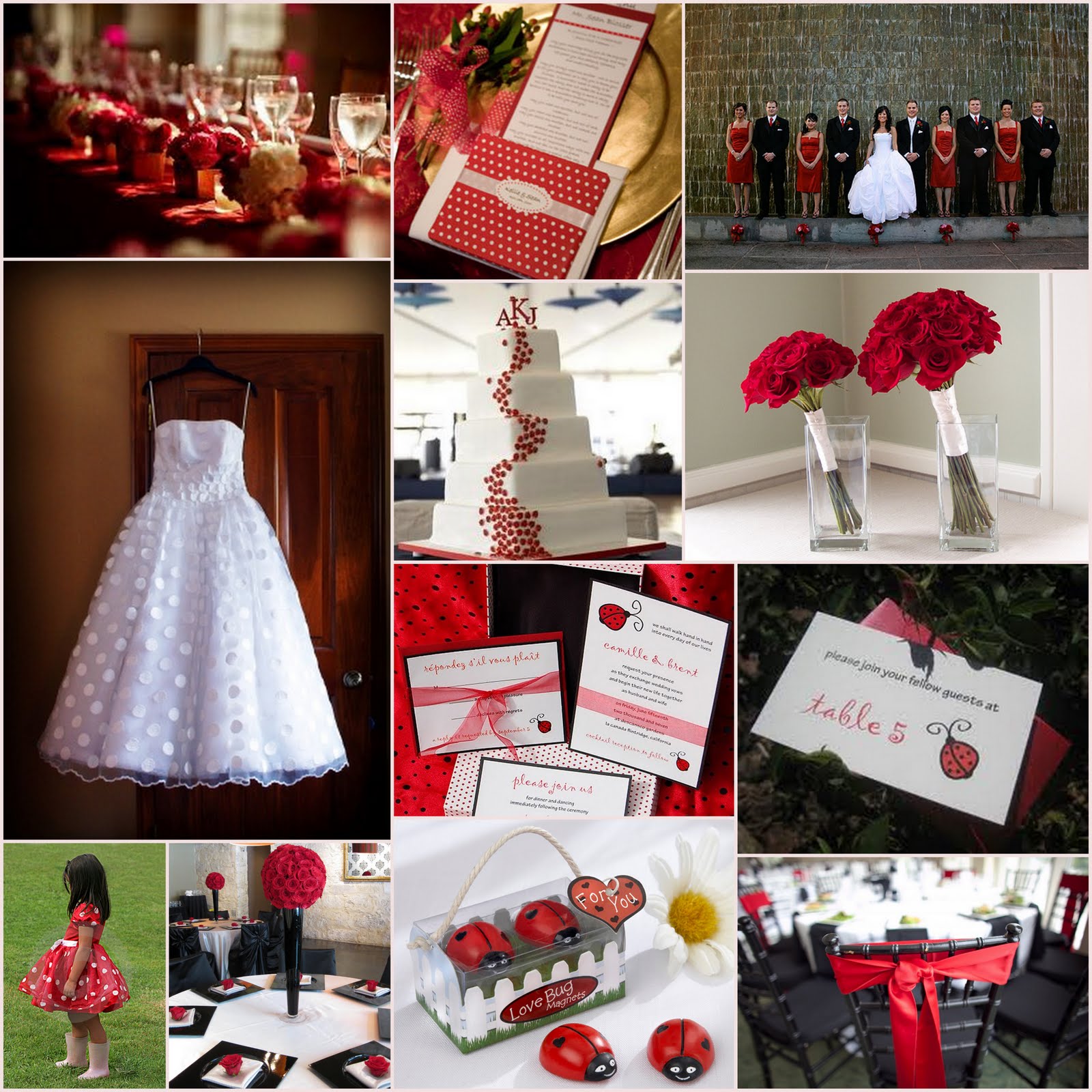 white and red wedding theme