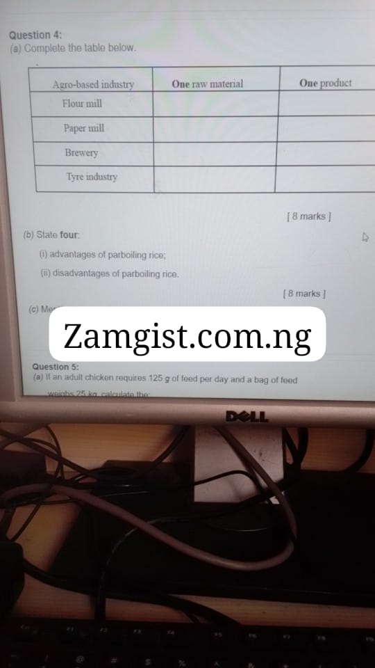 WAEC GCE Agricultural Science Questions And Answers 2024