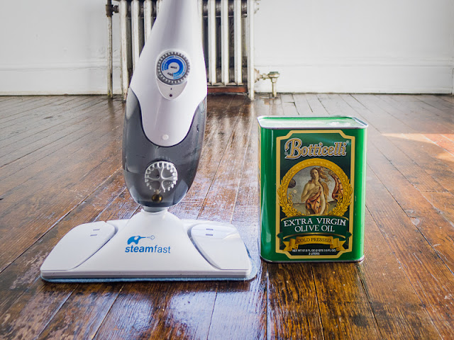 steam mop, olive oil on hard wood floor, polish hardwood floor naturally, natural products, mopping floor, earthy sheen on hardwood floor, 