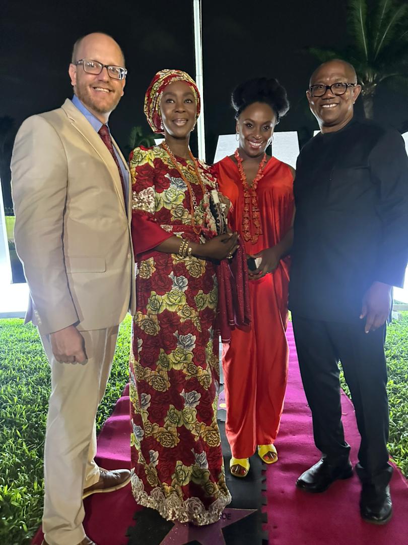 2023 Presidential candidate of the Labour Party (LP), Peter Obi, joins David Greene, Chargé d'Affaires Ad Interim, Consul General Will Stevens, Embassy staff, U.S. citizens and friends of the United States at a reception to celebrate the 247th Independence of the United States of America (USA)