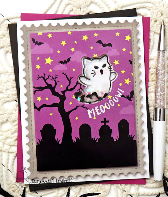 Ghostly Good Times Shaker Card by Larissa Heskett | Ghostly Good Times Stamp Set, Halloween Time Paper Pad and Framework Die Set by Newton's Nook Designs #newtonsnook #handmade