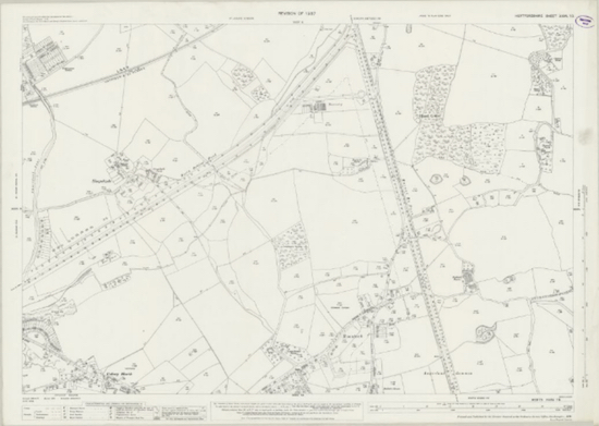 The 1937 OS map of the Roestock area of North Mymms