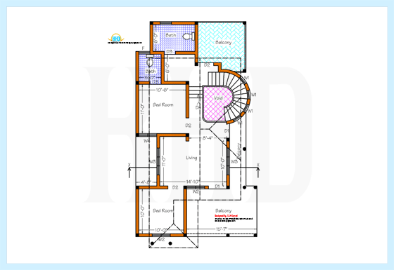 Upper floor plan drawing