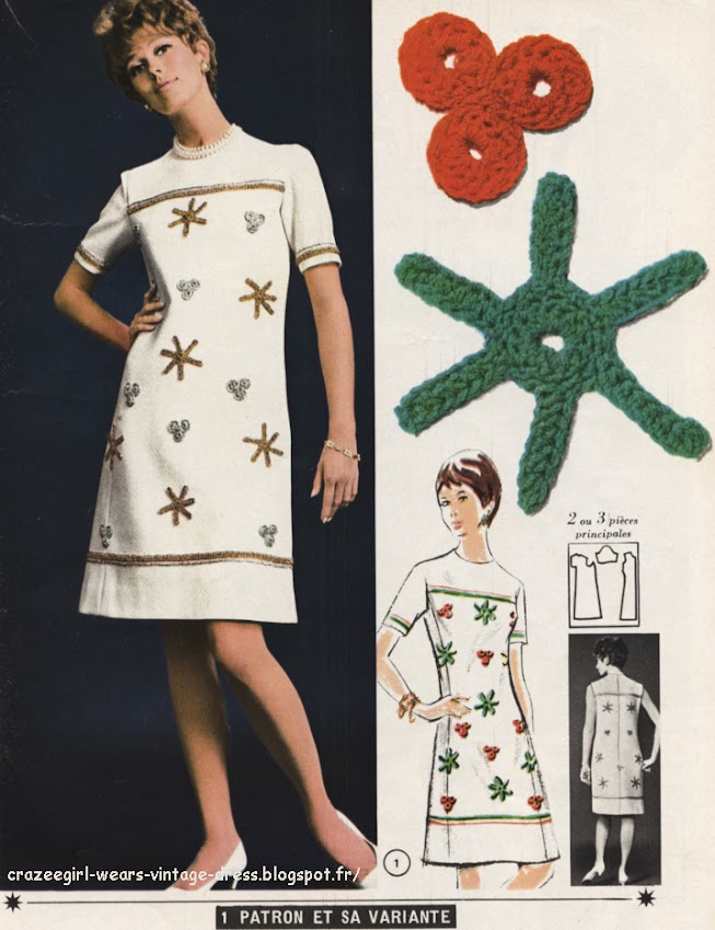 La robe aux étoiles - Crochet star dress - 1967 1960 60s fashion mode couture