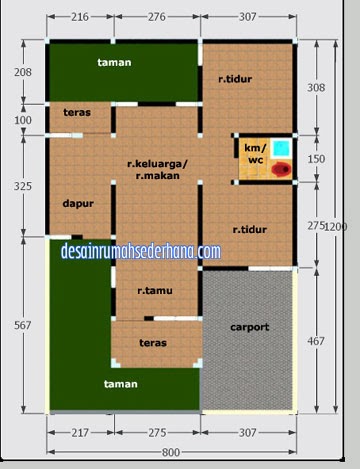 Contoh Denah Rumah Minimalis Berbagai Type dan Ukuran Luas 