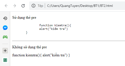 Thẻ pre trong HTML