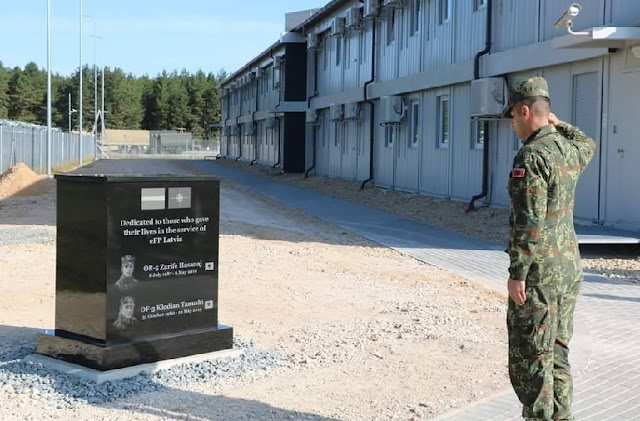 Memorial dedicated to Klodian Tanushi and Zarife Hasanaj fallen in Latvia during NATO training