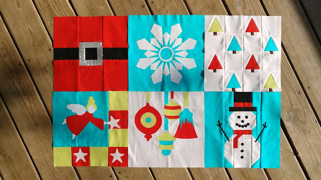 First six blocks of "I Wish You a Merry Quilt Along"