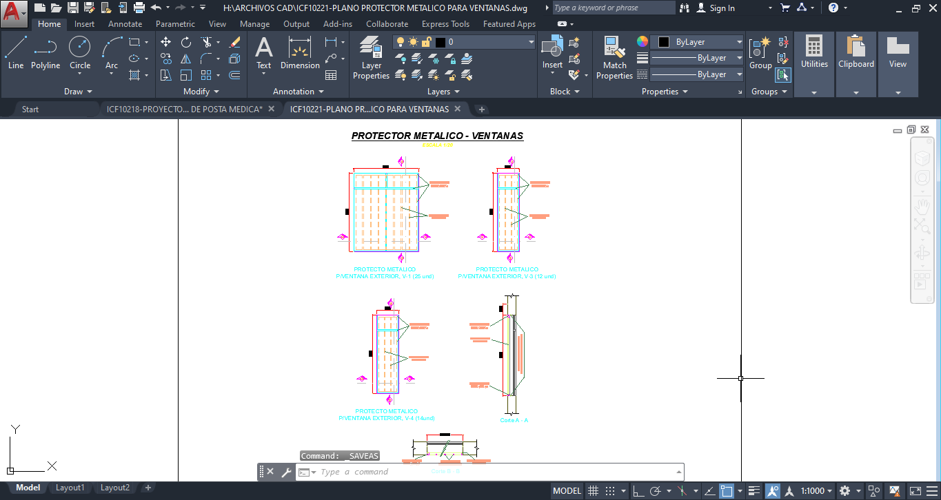 Plano Detalle Protector Metálico de Ventana (DWG)