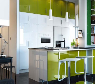 Ikea Kitchen Layout Ideas on Modern Kitchen Design Ideas With Bright Colors In A Small Room By Ikea