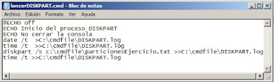 llamada a un script de DiskPart