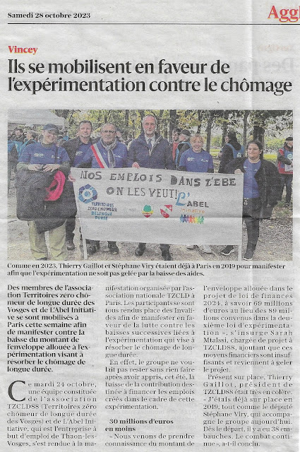 TZCLD 88 - mobilisation à Paris contra la baisse du budget alloué à l'expérimentation TZCLD