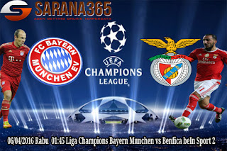 Bandar Bola Prediksi Bayern Munchen vs Benfica 6 april 2016