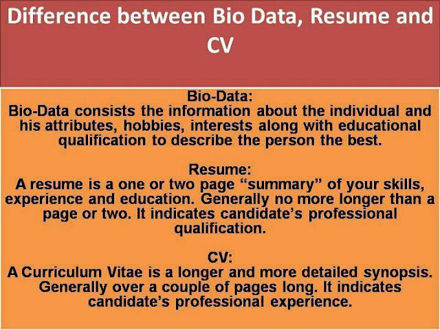 Difference Between CV Dio Data Resume