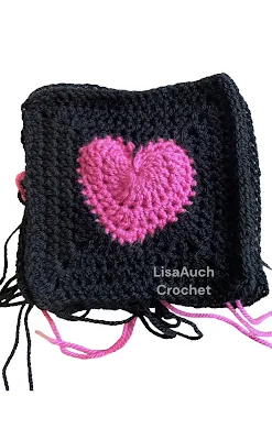how to crochet a granny square heart in center