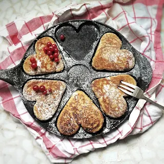 Saint-Valentin, pancakes en coeur